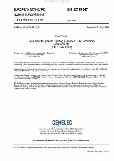 EN IEC 61547:2023一般照明用設(shè)備電磁兼容抗擾度要求